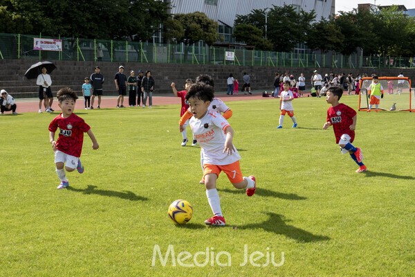 지난 17일 제주시 애향운동장에서 치러진 제17회 미디어제주기 전도유소년축구대회의 모습들. /사진=미디어제주.