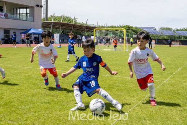 지난 17일 제주시 애향운동장에서 치러진 제17회 미디어제주기 전도유소년축구대회의 모습들. /사진=미디어제주.